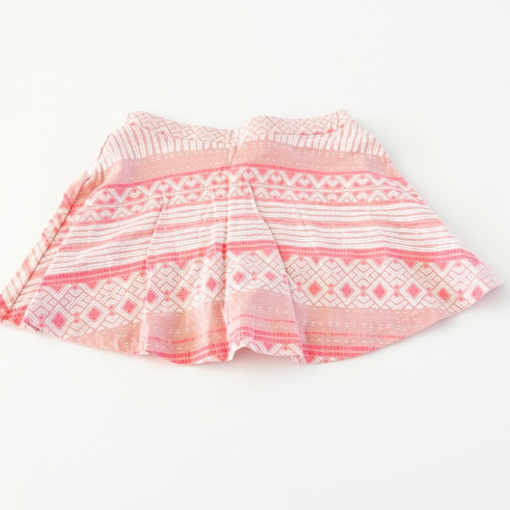 Light pink fit and flare elastic waist skirt